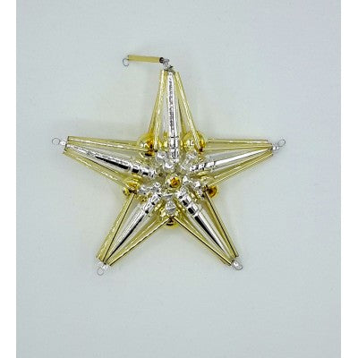 Gablonzer Christbaumschmuck Stern Silber/Gold 14cm