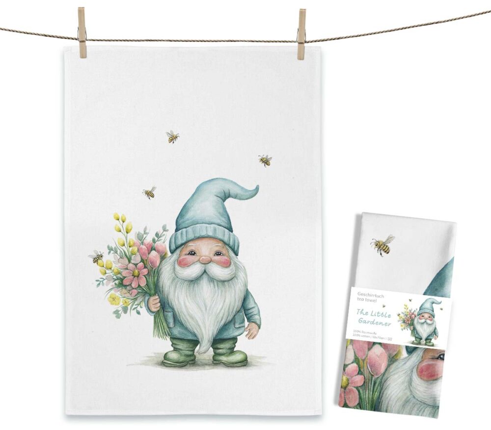 MALUU Geschirrtuch "Little Gardener", Aquarell-Design, OEKO-TEX® zertifiziert