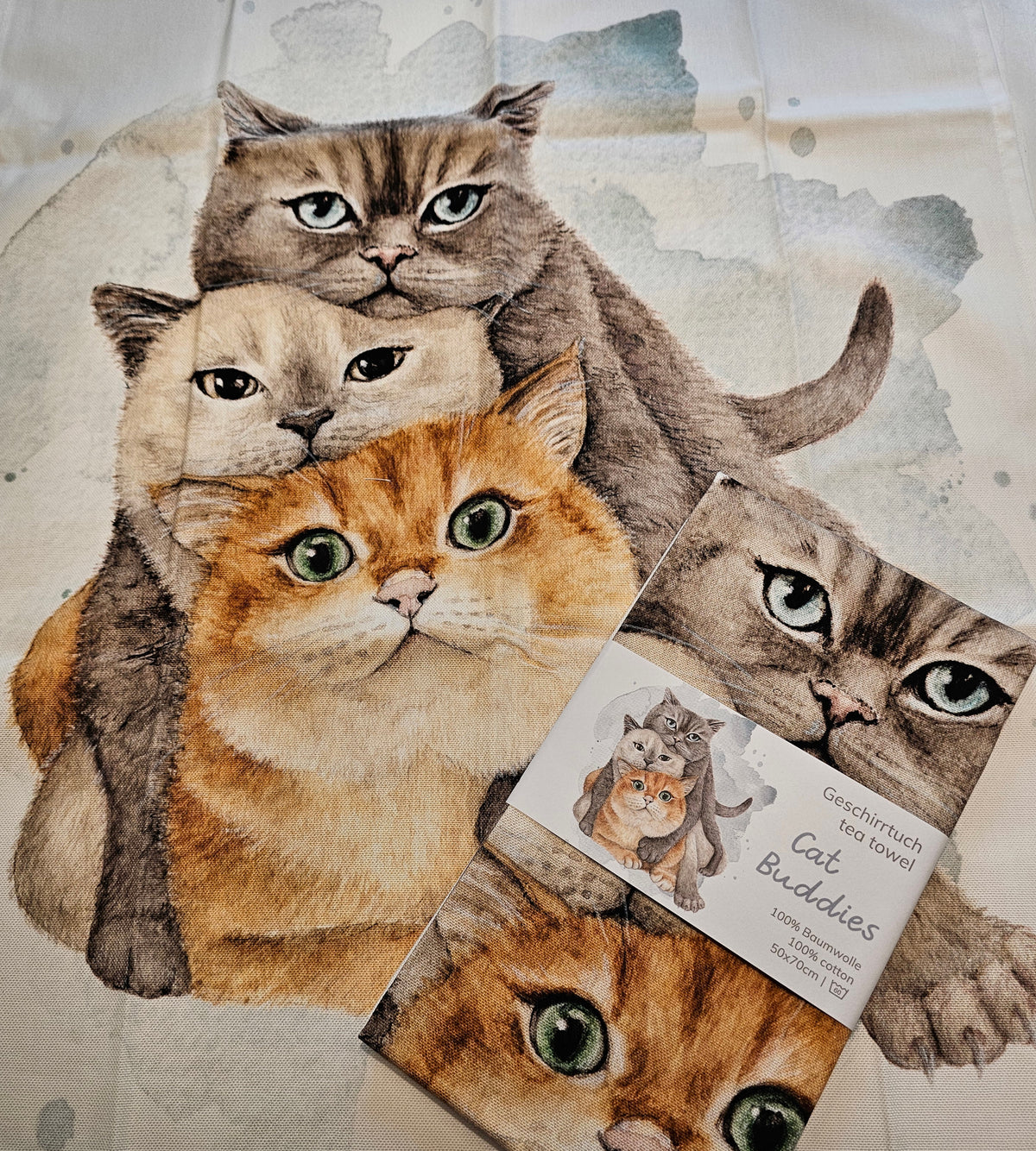 MALUU Geschirrtuch Katzen