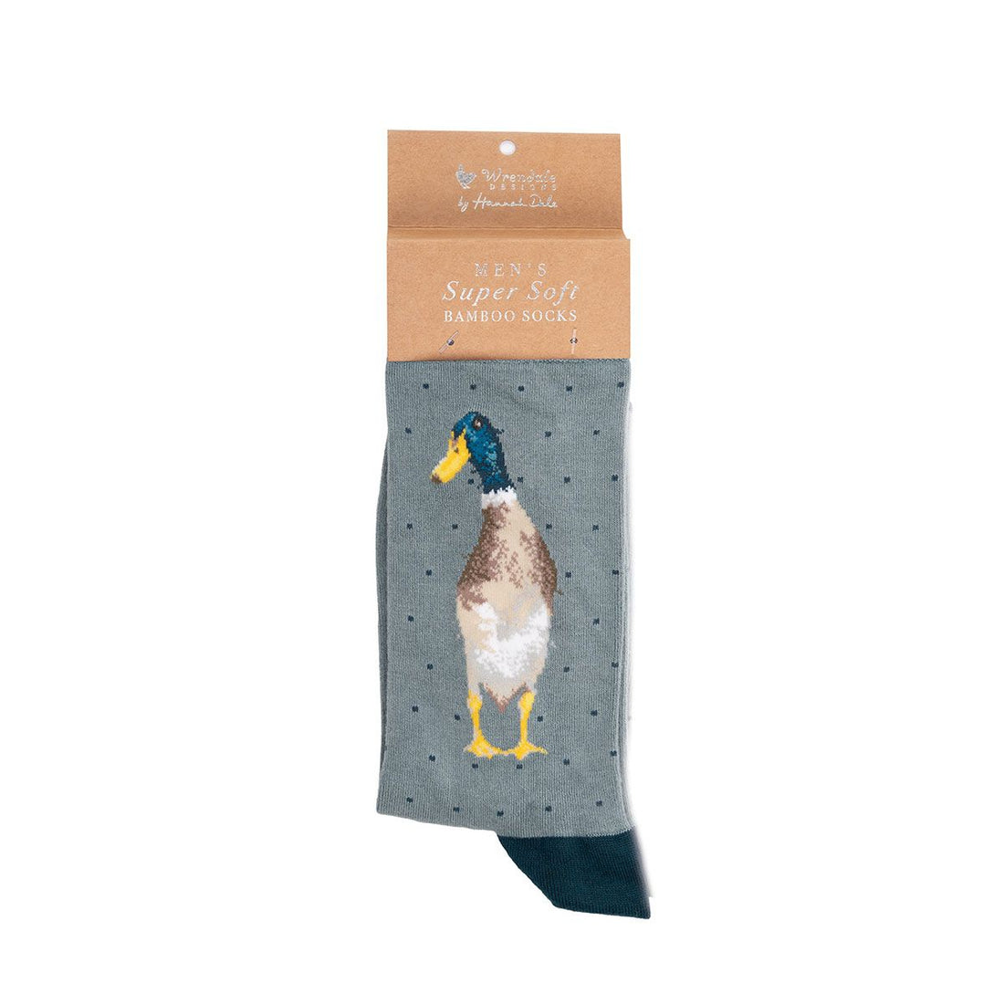 Wrendale Designs Bambussocken für Herren mit Laufenten-Motiv auf weißem Hintergrund.