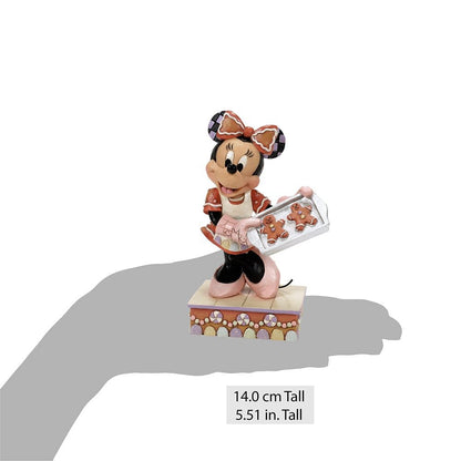 Größenvergleich der Minnie Mouse Sammelfigur auf einer Handfläche dargestellt.