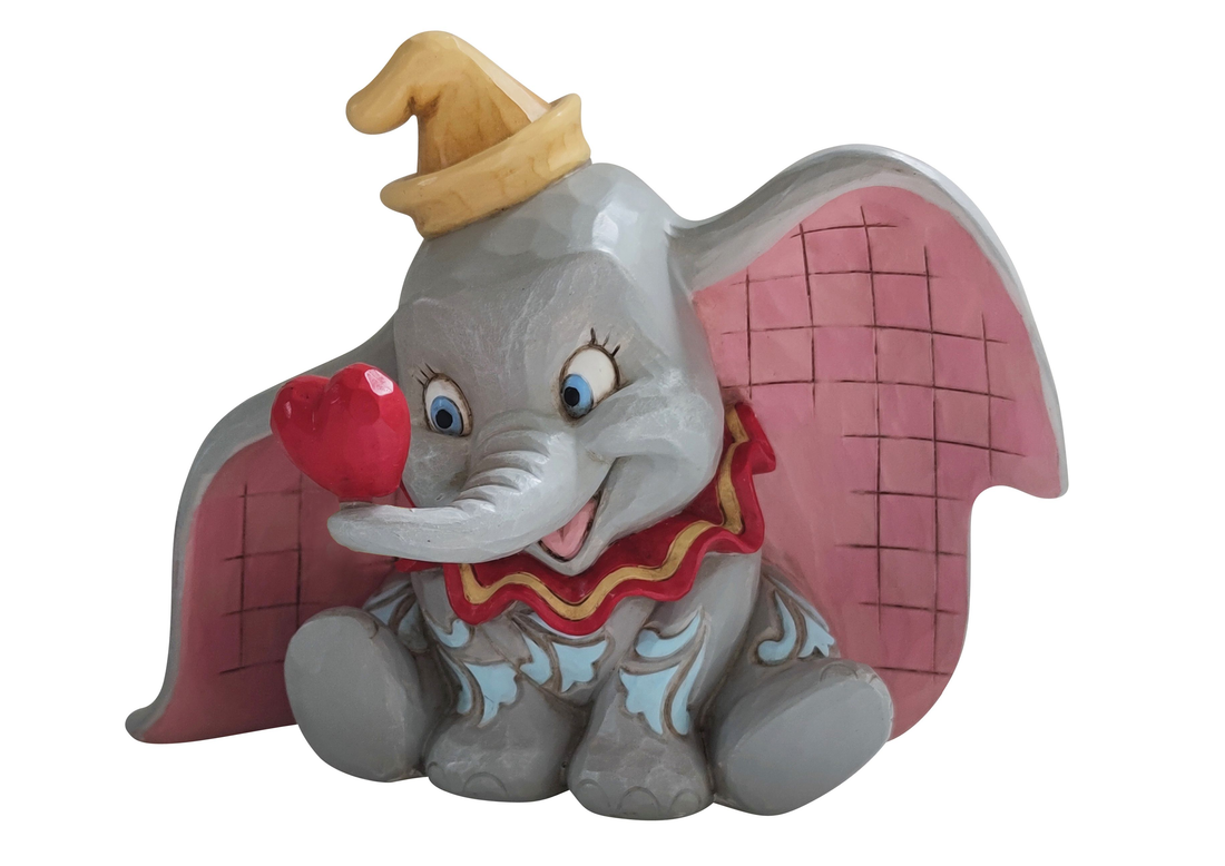 Von Hand bemalte Disney Traditions Dumbo Figur mit einem roten Herzballon von Jim Shore.