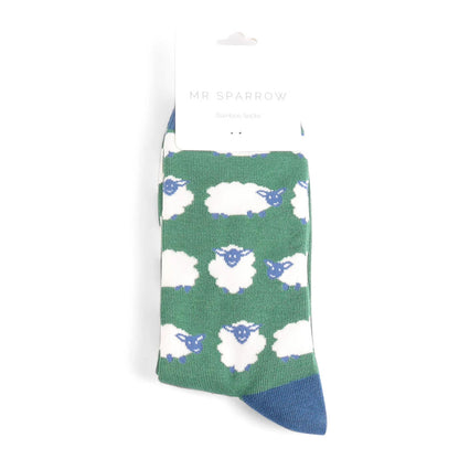 Miss Sparrow Bambussocken – Schaf Motiv – Grün