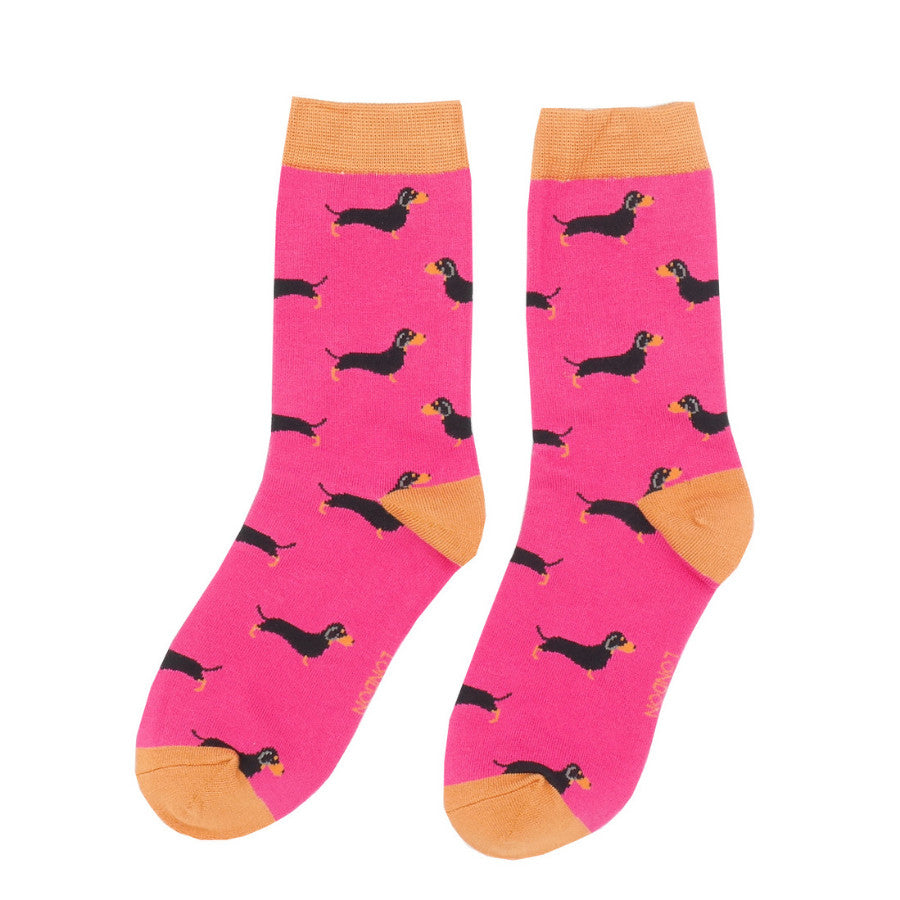 Miss Sparrow Bambussocken – Dackel (Pink)