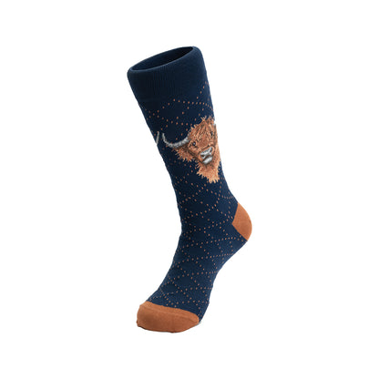 Bambussocken - Highlandrind - Wrendale Designs - Herren Gr. 41-46