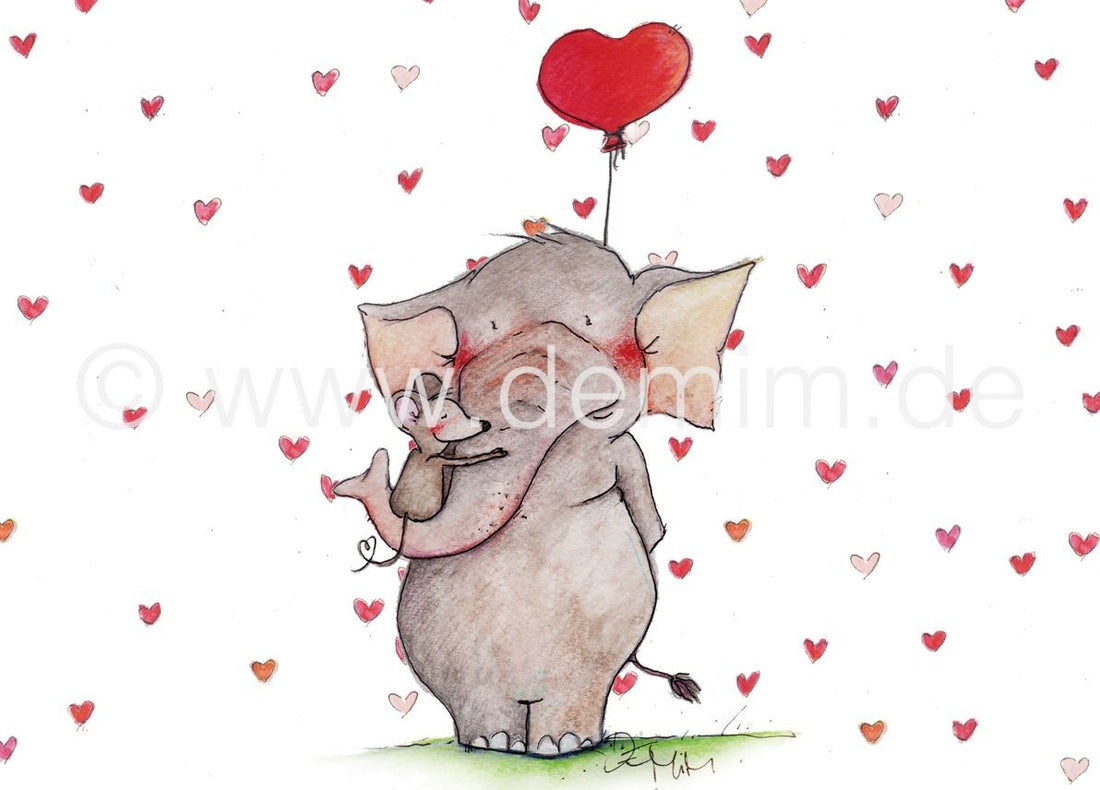Postkarte Miriam Kramer Elefantenliebe