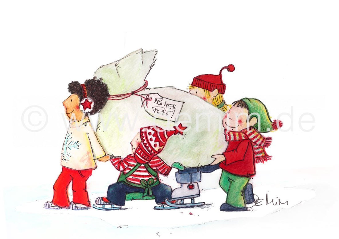 Postkarte Miriam Kramer Kinder Frohes Fest!