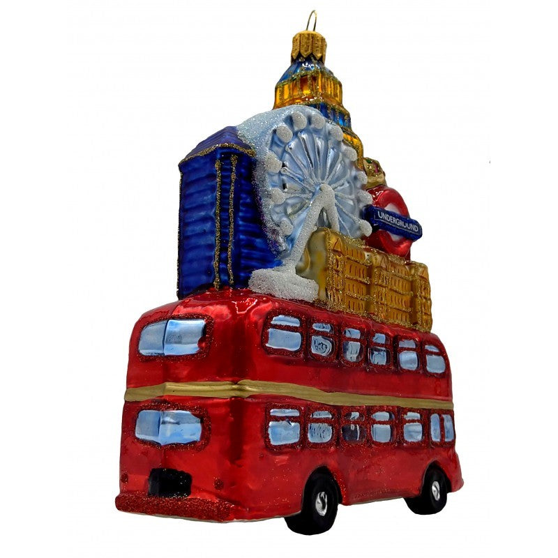 Weihnachtskugel Londonbus mit Sehenswürdigkeiten