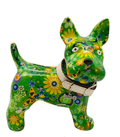 Pomme Pidou Spardose Hund Boomer Grün Schmetterlinge