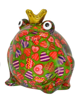 Pomme Pidou Spardose Frosch mit bunten Herzen