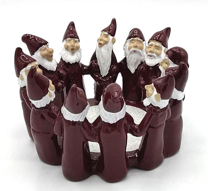 Harvesttime Teelichthalter mit tanzenden Weihnachtsmänner rot 7cm