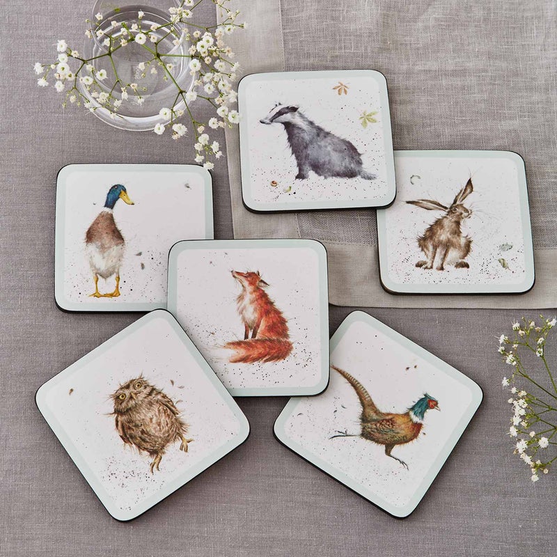 Wrendale Designs - 6 Untersetzer mit Tiermotiven- - 10,5 x 10,5 cm