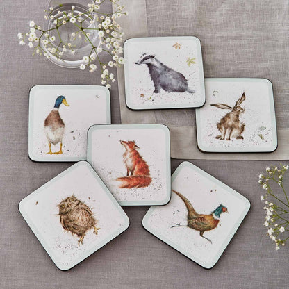 Wrendale Designs - 6 Untersetzer mit Tiermotiven- - 10,5 x 10,5 cm