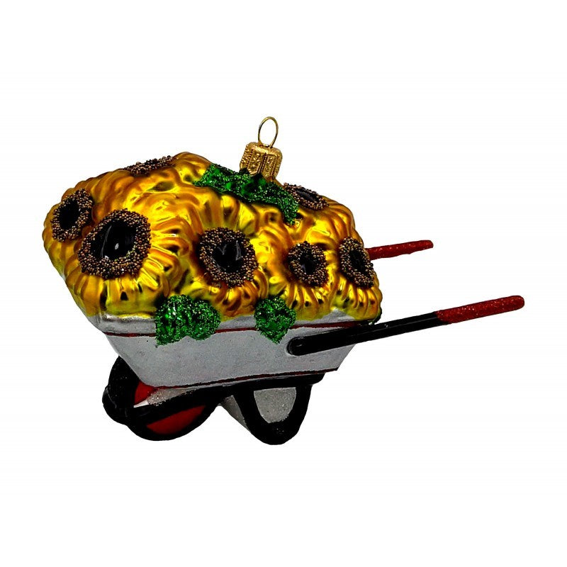 Christbaumschmuck Schubkarre mit Blumen