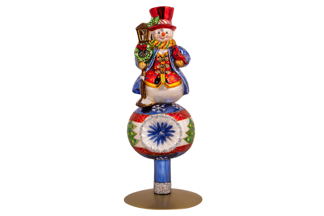 Christbaumspitze Schneemann mit Laterne