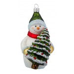 Weihnachtskugel Schneemann mit Weihnachtsbaum