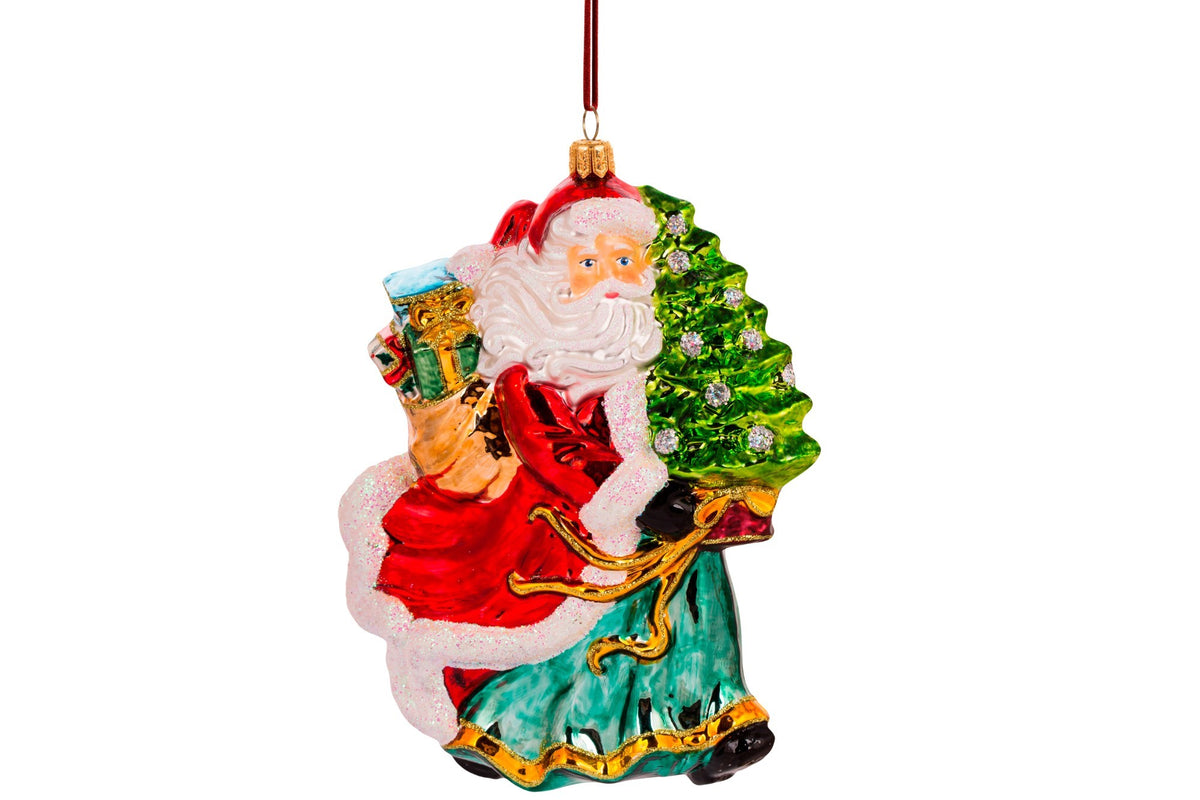 Christbaumschmuck Weihnachtsmann mit Weihnachtsbaum