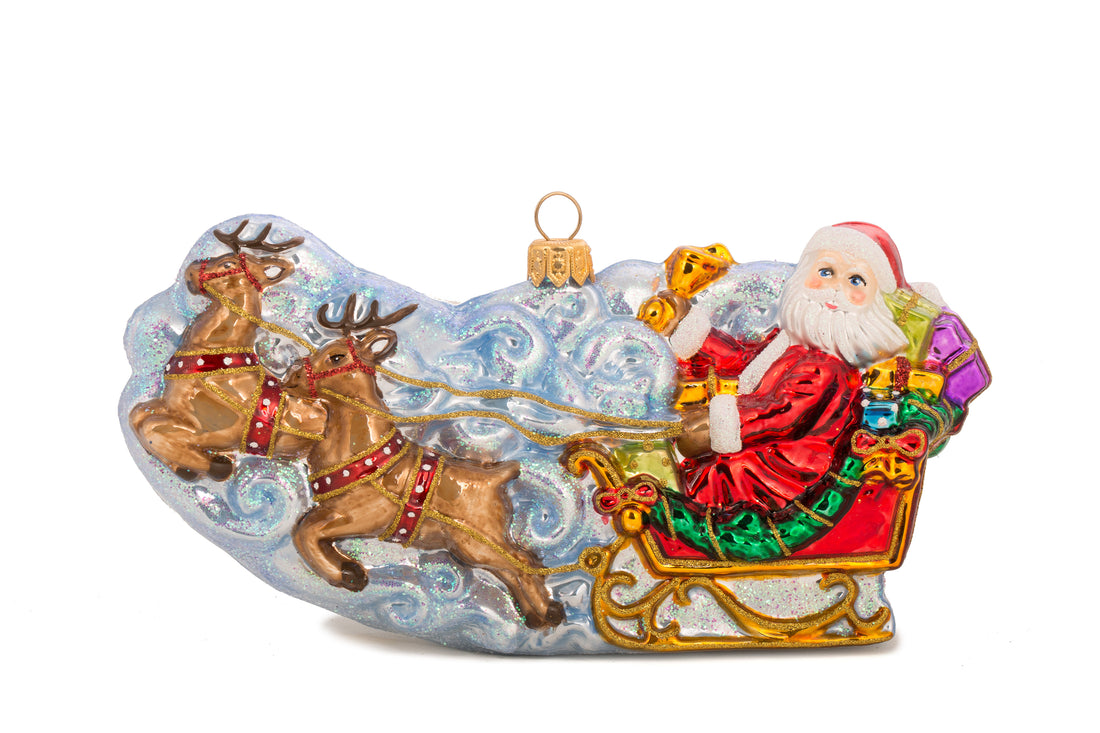Christbaumschmuck - Huras Family - Santa im Rentierschlitten