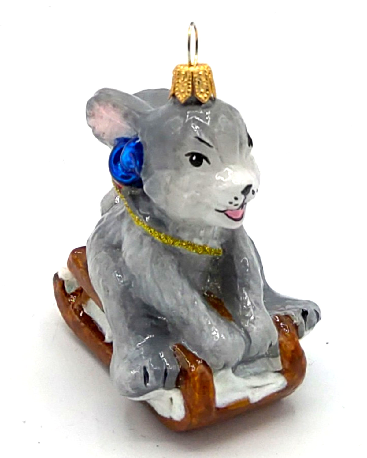 Christbaumschmuck Komozja Hase auf Schlitten