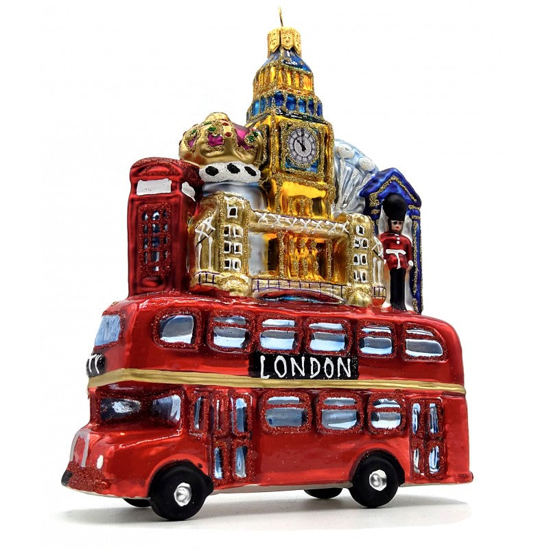 Christbaumschmuck Londonbus mit Sehenswürdigkeiten