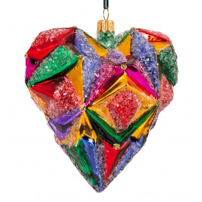 Christbaumschmuck Herz mit Rautenmuster zum Klemmen