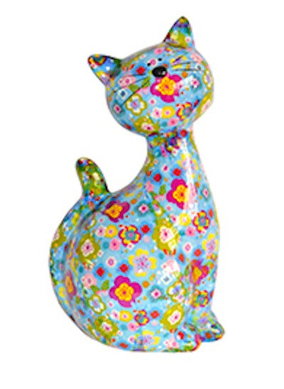 Pomme Pidou Spardose Katze Caramel L Blau