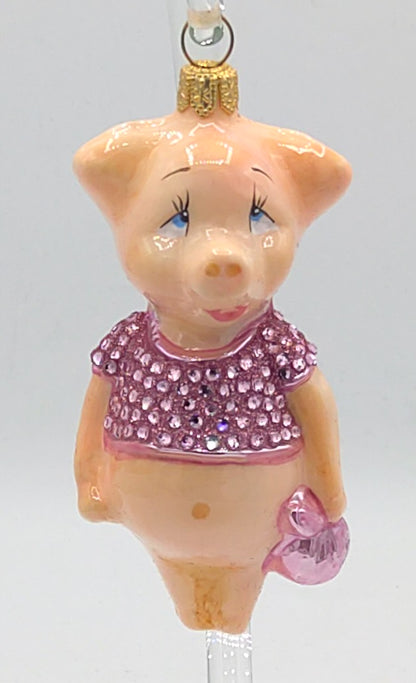 Christbaumschmuck Komozja Holzbox mit Schweinepaar