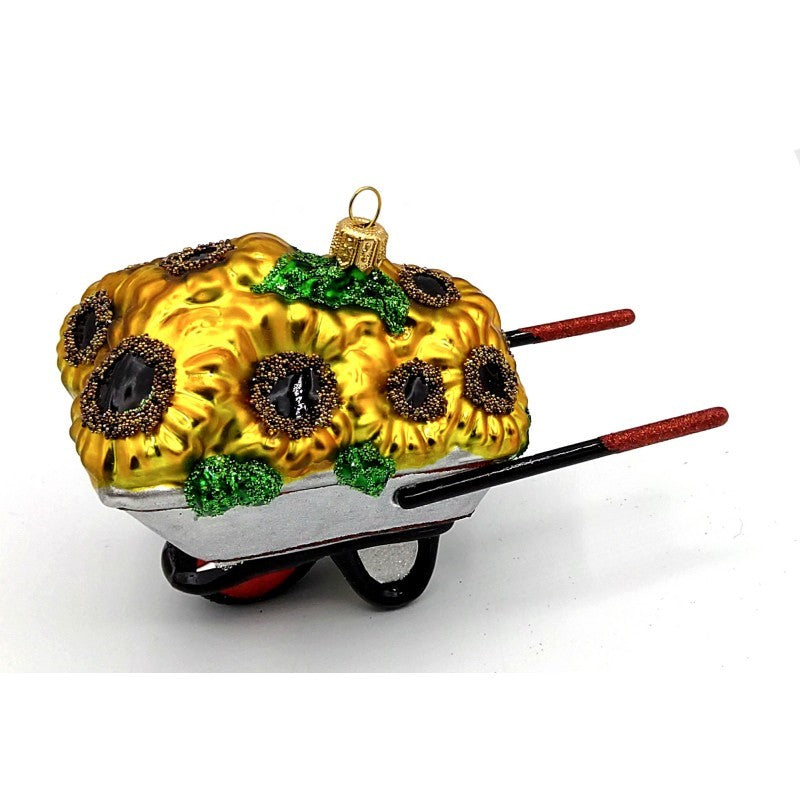 Christbaumschmuck Schubkarre mit Blumen