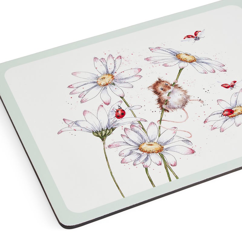 Wrendale Designs - 4 Untersetzer -  Wildwlowers - 10,5 x 10,5 cm