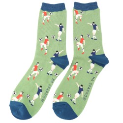Miss Sparrow Herren Bambussocken – Fussball Motiv – Grün – Größe 40-45
