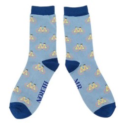 Miss Sparrow Herren Bambussocken – Fahrrad Motiv – Hellblau– Größe 40-45