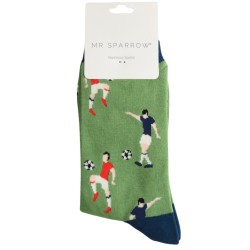 Miss Sparrow Herren Bambussocken – Fussball Motiv – Grün – Größe 40-45