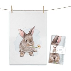 Geschirrtuch - Maluu - Hase mit Blümchen