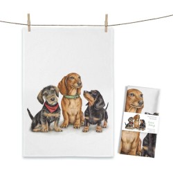 Geschirrtuch MALUU "Doxie Gang", Dackel, Aquarell-Design, OEKO-TEX® zertifiziert