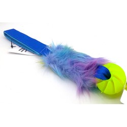 ZAYMA Craft Hundespielzeug Schlepper mit Kunstfell-Spiralkugel blau S