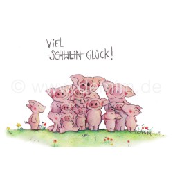 Postkarte Miriam Kramer Schweine Viel Glück