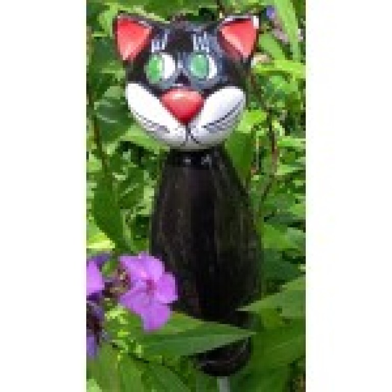 Gartenstecker KeramikKatze schwarz
