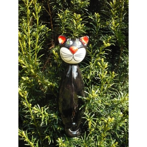 Gartenstecker KeramikKatze schwarz