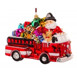 Christbaumschmuck Santa auf Feuerwehrauto