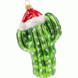 Christbaumschmuck Kaktus mit Weihnachtsmütze