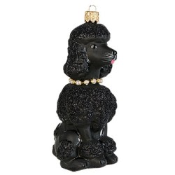 Weihnachtskugel Hund Pudel schwarz