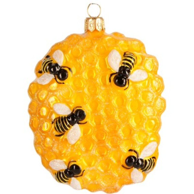 Christbaumschmuck Honigwabe mit Bienen