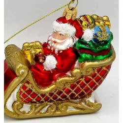 Christbaumschmuck Santa im Rentierschlitten