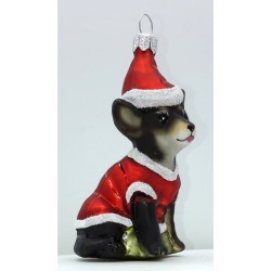 Christbaumschmuck Hund Chihuahua mit Weihnachtsmütze