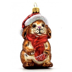 Weihnachtskugel Hase mit Weihnachtsmütze