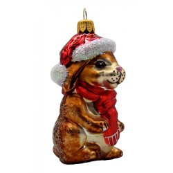 Weihnachtskugel Hase mit Weihnachtsmütze