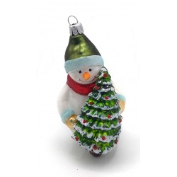 Weihnachtskugel Schneemann mit Weihnachtsbaum