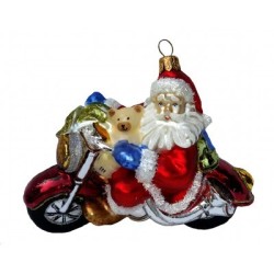 Christbaumschmuck Weihnachtsmann auf Motorrad