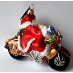 Christbaumschmuck Weihnachtsmann auf Motorrad