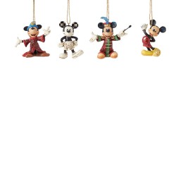Disney Traditions - Jim Shore - 4 Weihnachtsanhänger Mickey Mouse - 6013565